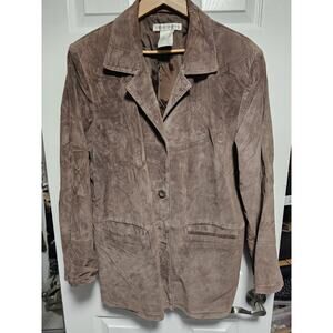 Jessica Holbrook Leather Suede Jacket Large Brown